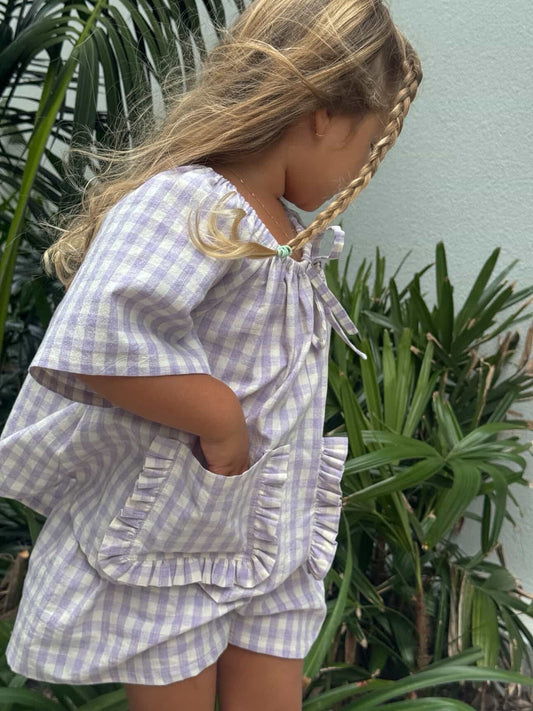 Daphne Top | Purple Gingham