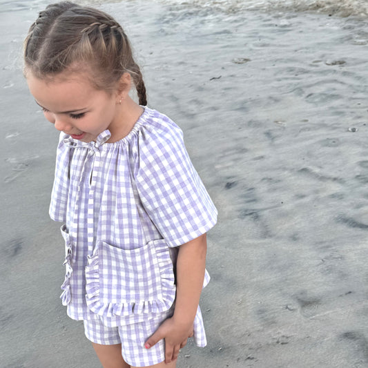 Daphne Top | Purple Gingham