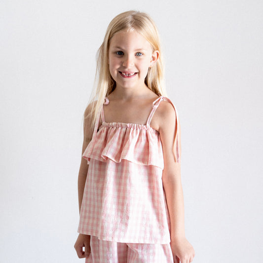 Ellie Top | Pink Gingham